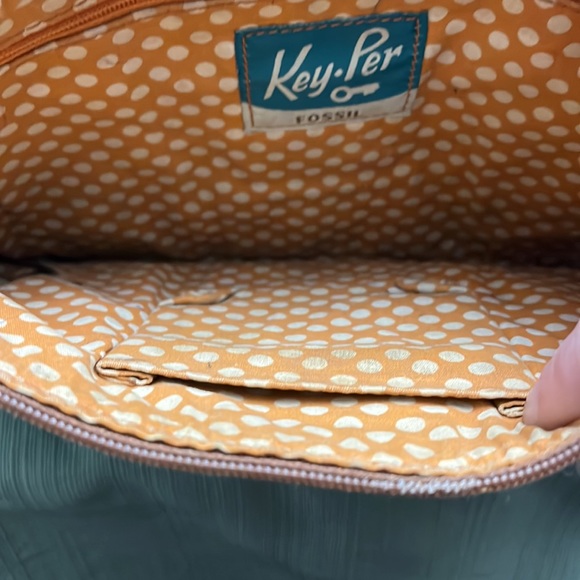 Vintage FOSSIL KEY.PER leather and canvas laminated cross body bag. - Picture 8 of 9